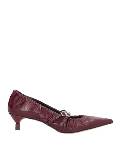 Msgm Woman Pumps Burgundy Size 7 Leather In Burgundy