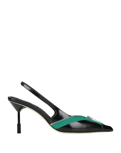 Msgm Woman Pumps Black Size 8 Leather, Textile Fibers In Black