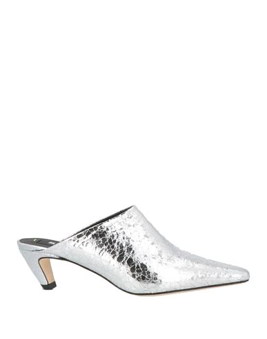 Msgm Woman Mules & Clogs Silver Size 8 Leather In Silver