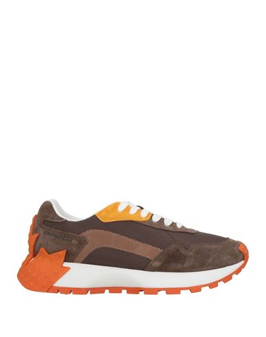 Dsquared2 Man Sneakers Chocolate Brown Size 7.5 Leather, Synthetisches Material In Brown