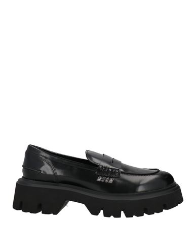 Msgm Man Loafers Black Size 9 Leather In Black