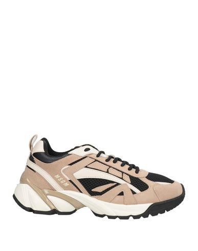 Msgm Woman Sneakers Camel Size 8 Leather, Textile Fibers In Sand