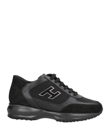 Hogan Woman Sneakers Black Size 8 Leather, Textile Fibers In Black