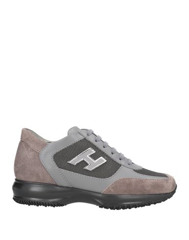 Hogan Woman Sneakers Grey Size 8 Leather, Textile Fibers In Gray