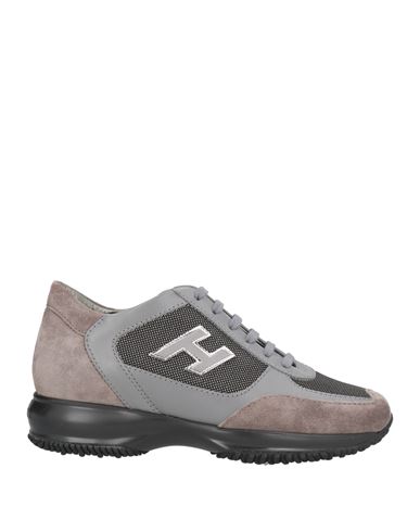 Hogan Woman Sneakers Grey Size 8 Leather, Textile Fibers In Gray