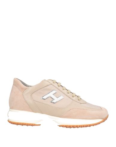 Hogan Woman Sneakers Beige Size 8 Leather, Textile Fibers In Brown