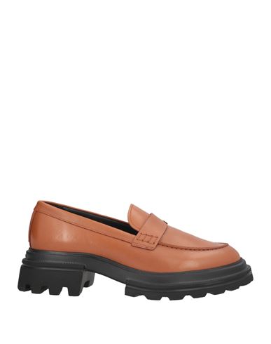 Hogan Round Toe Brown Leather Moccasin With Soft Insole And Eva Sole In Brown
