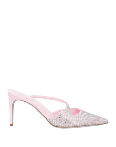 René Caovilla Crystal-embellished Satin Mules In Pink