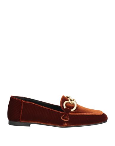 Giulia Neri Woman Loafers Rust Size 10 Textile Fibers In Red