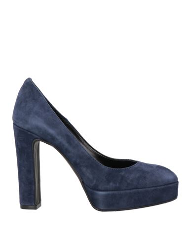 Hegon Woman Pumps Navy Size 7 Leather In Blue