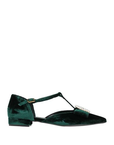 Hegon Woman Ballet Flats Emerald Green Size 6 Textile Fibers In Green