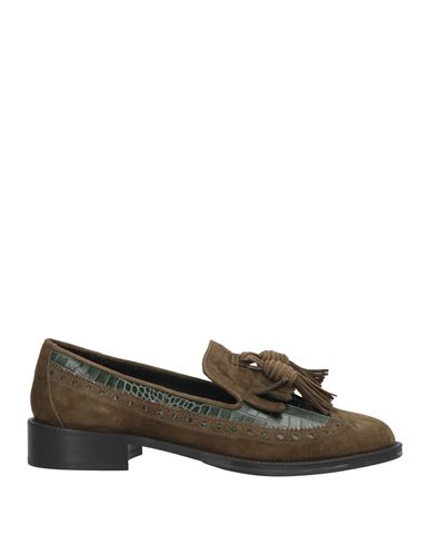 Creative Woman Loafers Military Green Size 6.5 Leather In Brown