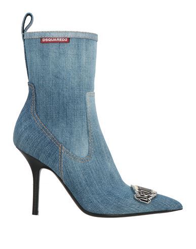 Dsquared2 Woman Ankle Boots Blue Size 6 Textile Fibers In Blue