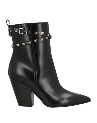 Valentino Garavani Woman Ankle Boots Black Size 8 Leather In Black