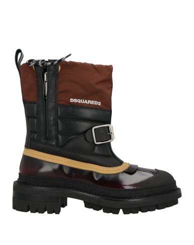 Dsquared2 Man Boot Burgundy Size 10.5 Leather, Nylon In Red