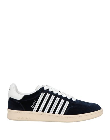 Dsquared2 Man Sneakers Navy Size 7.5 Textile Fibers, Calfskin In Blue