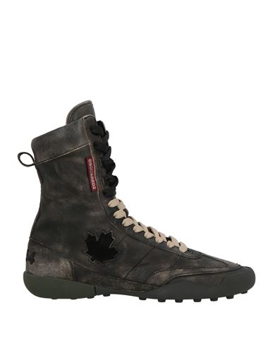 Dsquared2 Man Sneakers Charcoal Size 9 Calfskin In Gray