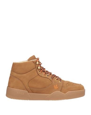 Dsquared2 Man Sneakers Camel Size 8.5 Leather In Sand