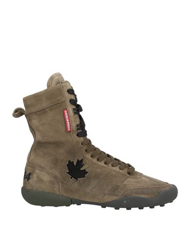 Dsquared2 Man Sneakers Military Green Size 9 Leather In Brown