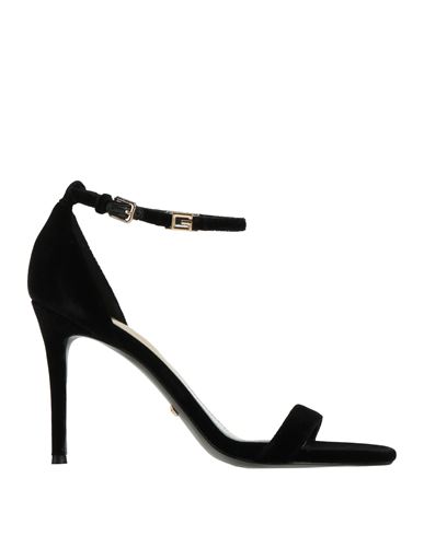 Guess Woman Sandals Black Size 10 Textile Fibers