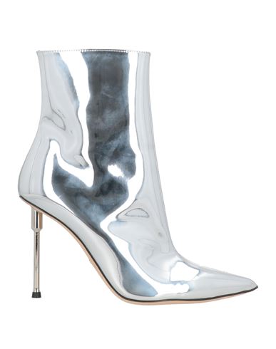 Elisabetta Franchi Woman Ankle Boots Silver Size 8 Leather