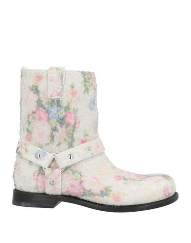 Loewe Campo Floral-print Brushed-suede Ankle Boots In White
