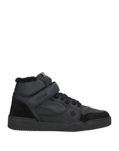 Dsquared2 Man Sneakers Black Size 8 Calfskin, Shearling In Black