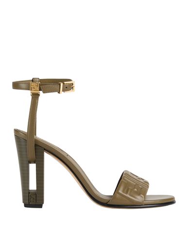 Fendi Woman Sandals Military Green Size 6 Leather In Green