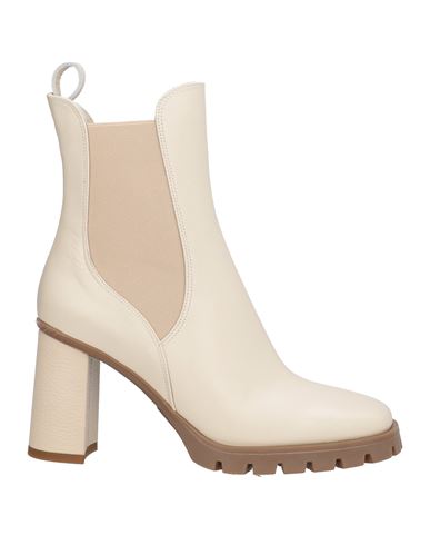 Lorenzo Mari Woman Ankle Boots Ivory Size 8 Calfskin In White