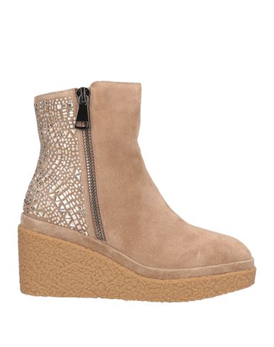 Alma En Pena . Woman Ankle Boots Taupe Size 8 Leather In Gray