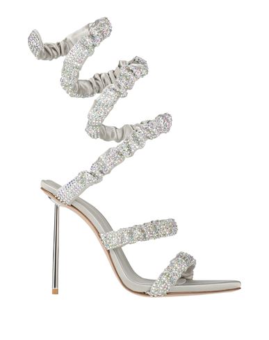 Le Silla Woman Sandals Light Grey Size 5.5 Textile Fibers In Silver