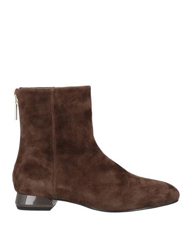 Emanuélle Vee Woman Ankle Boots Chocolate Brown Size 8 Leather In Brown