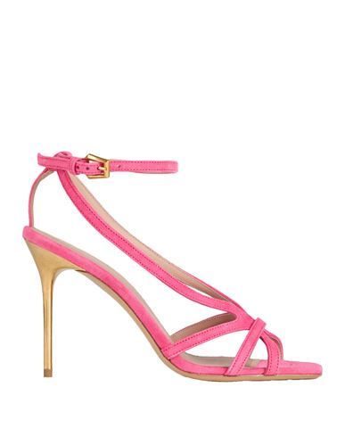 Balmain Woman Sandals Fuchsia Size 6 Goat Skin In Pink