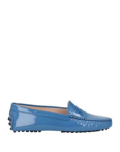 Tod's Woman Loafers Slate Blue Size 6 Leather