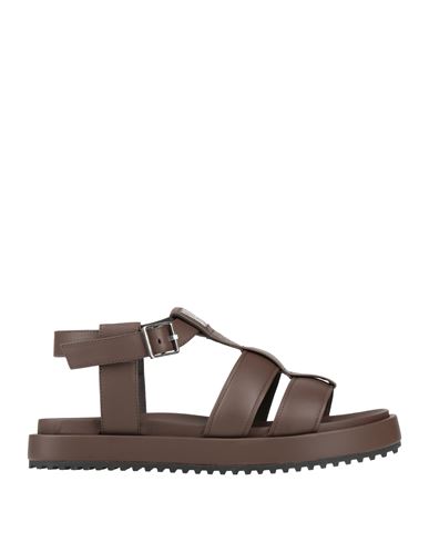 Peserico Woman Sandals Chocolate Brown Size 10 Leather In Multi