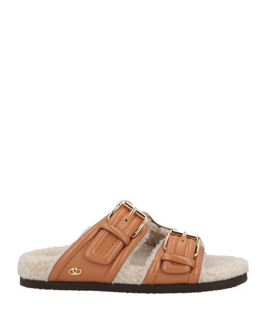 Valentino Garavani Woman Sandals Tan Size 8 Leather In Brown