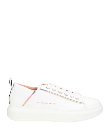 Alexander Smith Woman Sneakers White Size 9 Calfskin, Textile Fibers