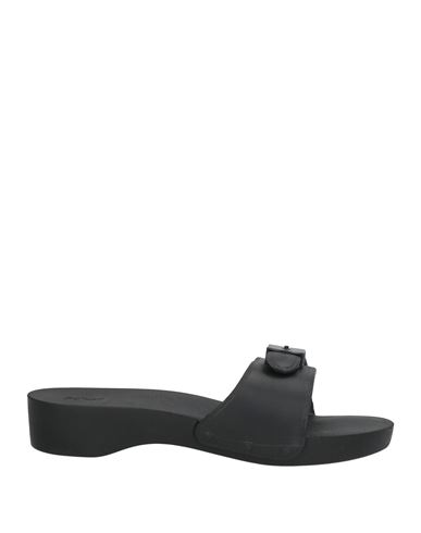 Scholl Iconic Woman Sandals Black Size 7 Rubber In Blue