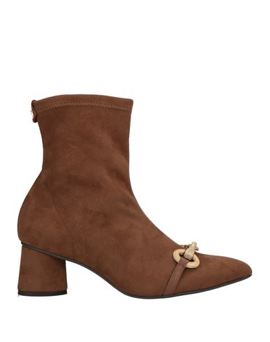 Pedro Miralles Woman Ankle Boots Brown Size 10 Textile Fibers In Brown