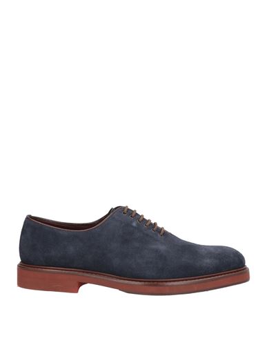 Borgioli Man Lace-up Shoes Midnight Blue Size 7 Leather In Blue