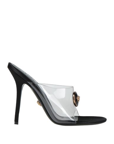 Versace Medusa Clear Stiletto Mule Sandals In Black