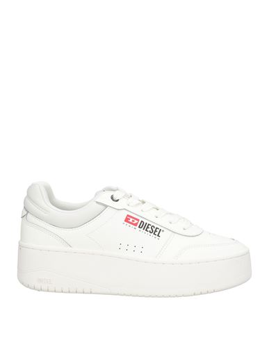 Diesel Woman Sneakers White Size 8 Cow Leather, Textile Fibers In White