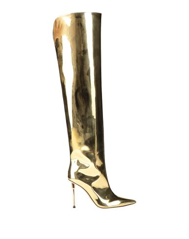 Elisabetta Franchi Woman Boot Gold Size 11 Textile Fibers In Gold