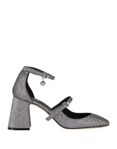 Msgm Glitter Pumps With Logo Charm 90mm In Silver