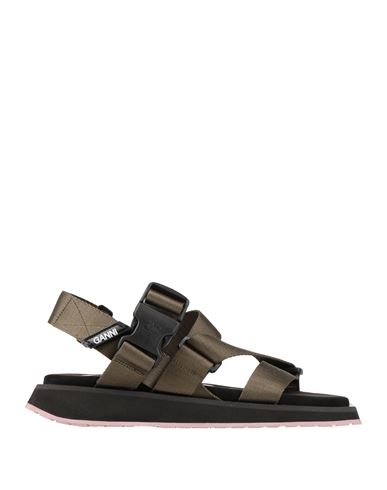 Ganni Woman Sandals Military Green Size 8 Textile Fibers In Green
