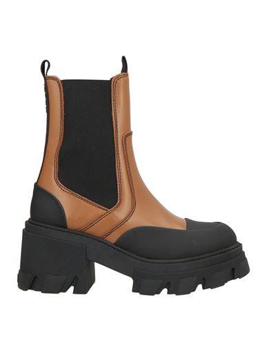 Ganni Woman Ankle Boots Tan Size 8 Leather In Brown