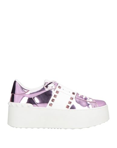 Valentino Garavani 11. Woman Sneakers Mauve Size 8 Leather In White