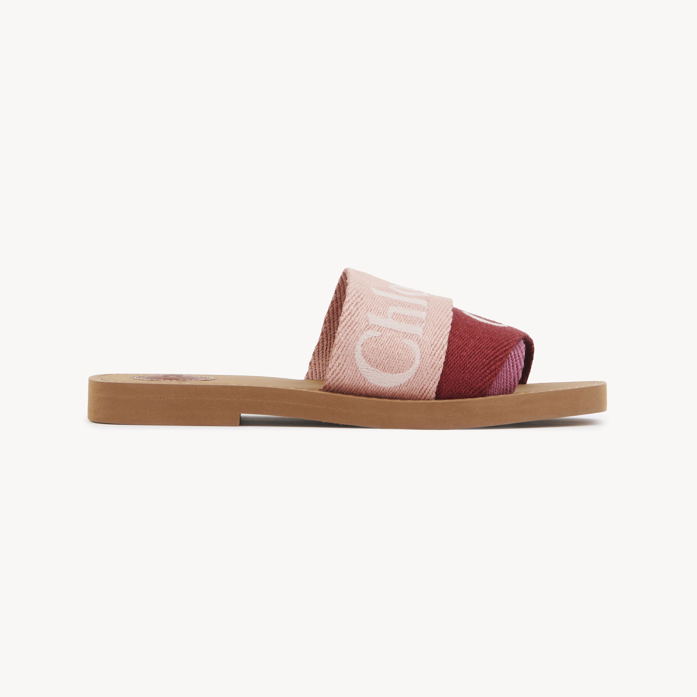 Chloé Woody Mule Pink Size 8 90% Linen, 10% Polyester