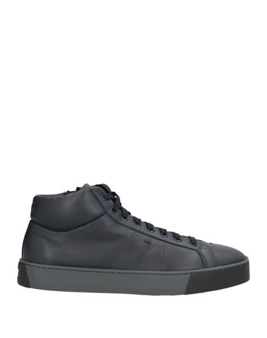Santoni Man Sneakers Midnight Blue Size 9 Leather In Blue