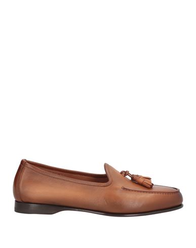 Santoni Goodyear Man Loafers Tan Size 8.5 Leather In Brown